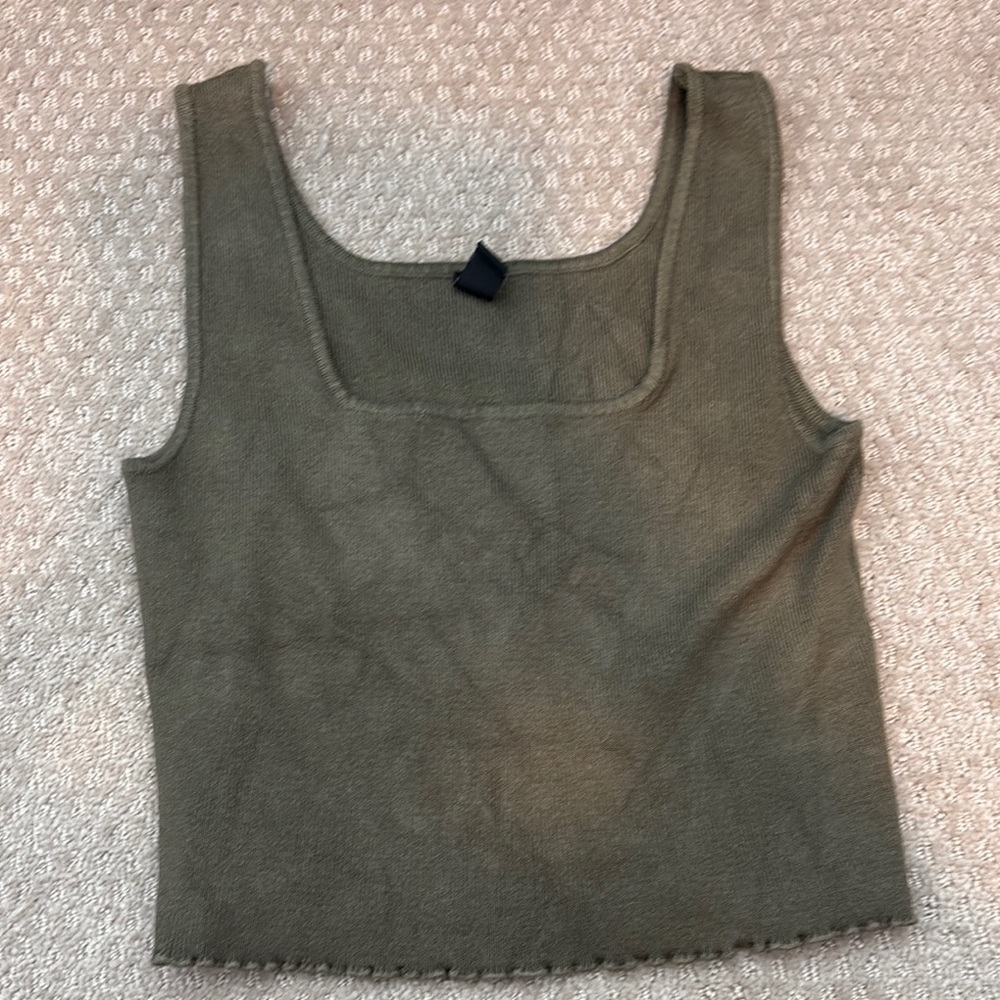 Windsor Green Fitted Crop Tank Top
